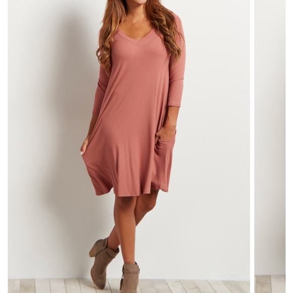 Pinkblush Dresses & Skirts - Pinkblush | NWT Rust Ribbed V-Neck Dress